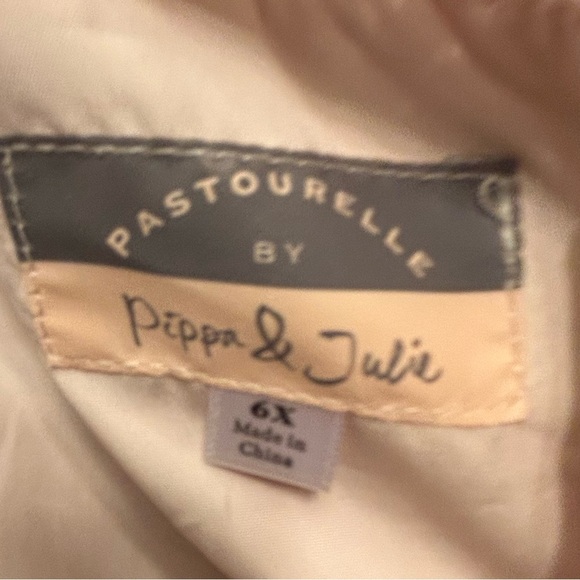 Pastourelle by Pippa and Julie Girls Pink Floral Lace Tiered Dress #91 - Picture 6 of 6